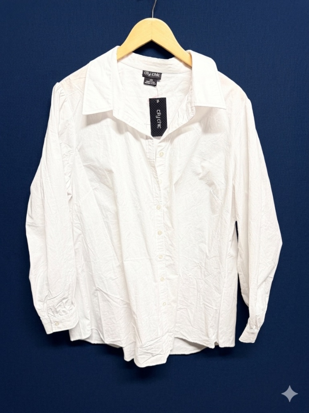 City Chic Ivory "Shirt Clean Look" Plus Size L / 20 Button-Down CottonBlouse NWT